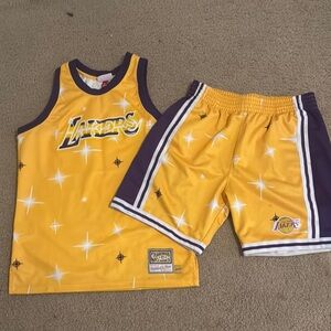 Mitchell & Ness Yellow and Purple Lakers Jersey